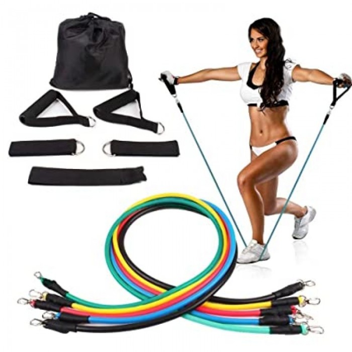 Active Gym - Комплект фитнес ластици за трениране от 11 части / Resistance Band Set 